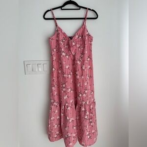 Gigio USA Red Gingham and Floral Knotted Detail Cami Dress Women’s Medium